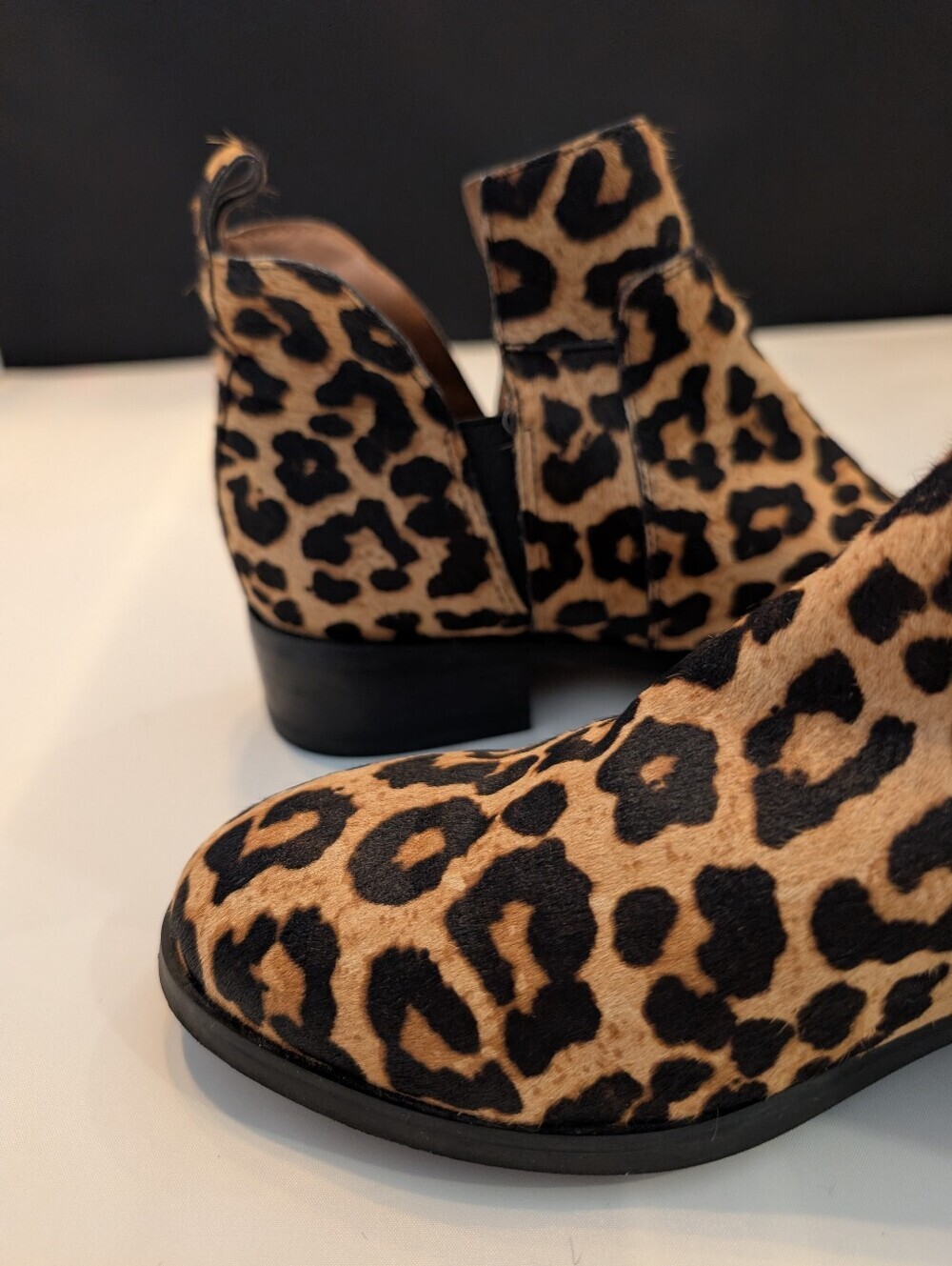 Franco Sarto Leopard Leather Hair-On-Hide Ankle Boots 7.5 - Picture 8 of 8